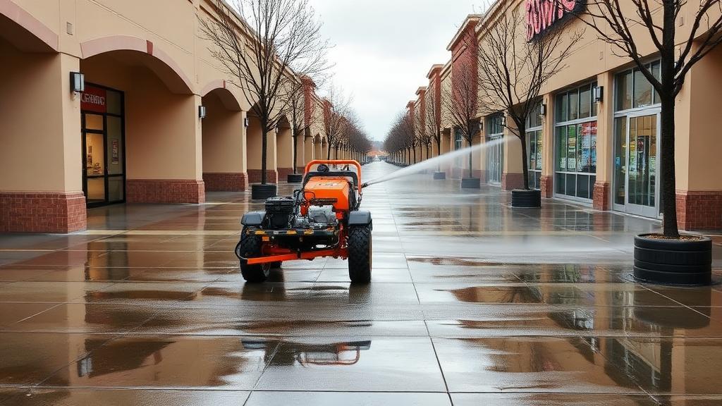 Clean Sacramento storefront with sparkling sidewalks