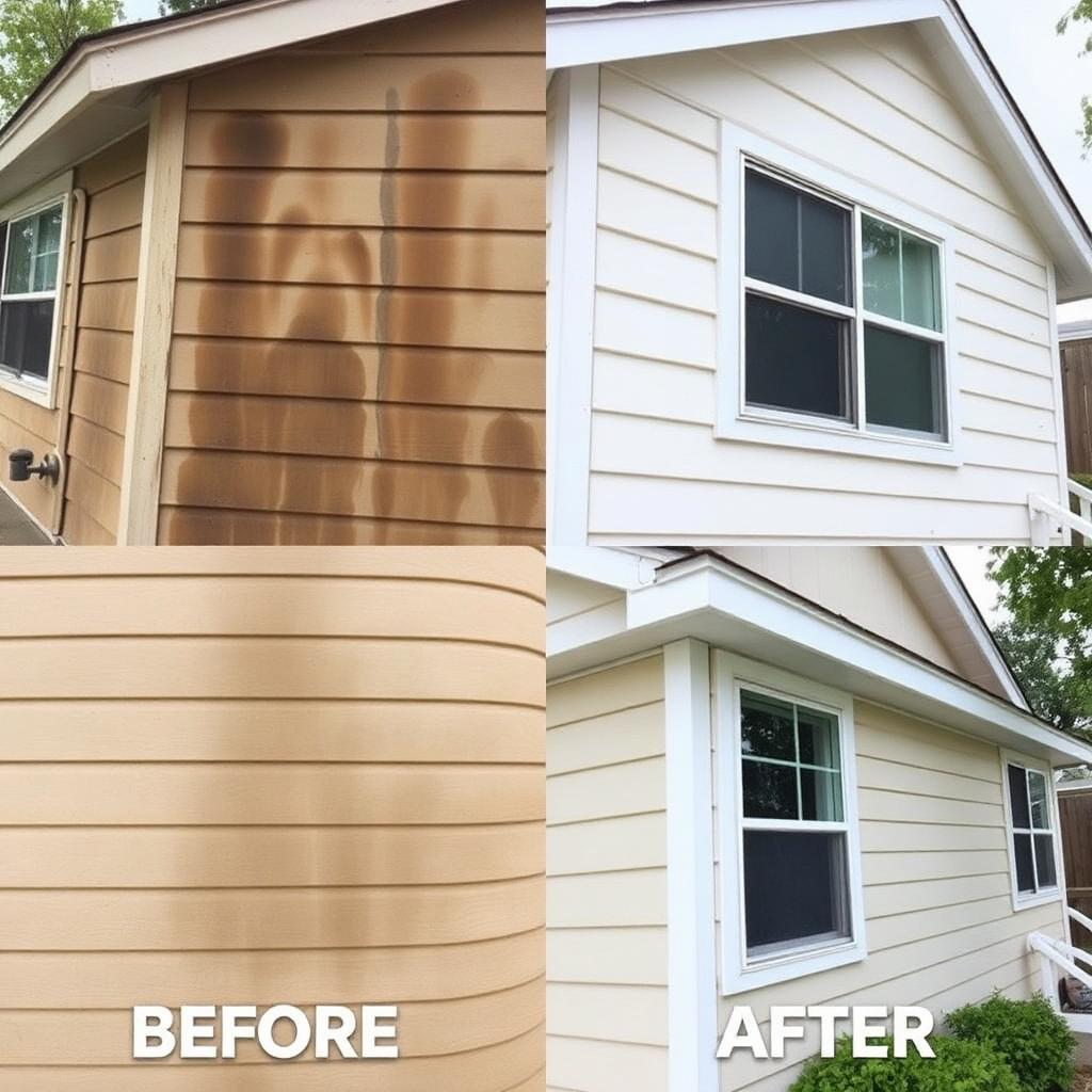 Before and after house washing comparison