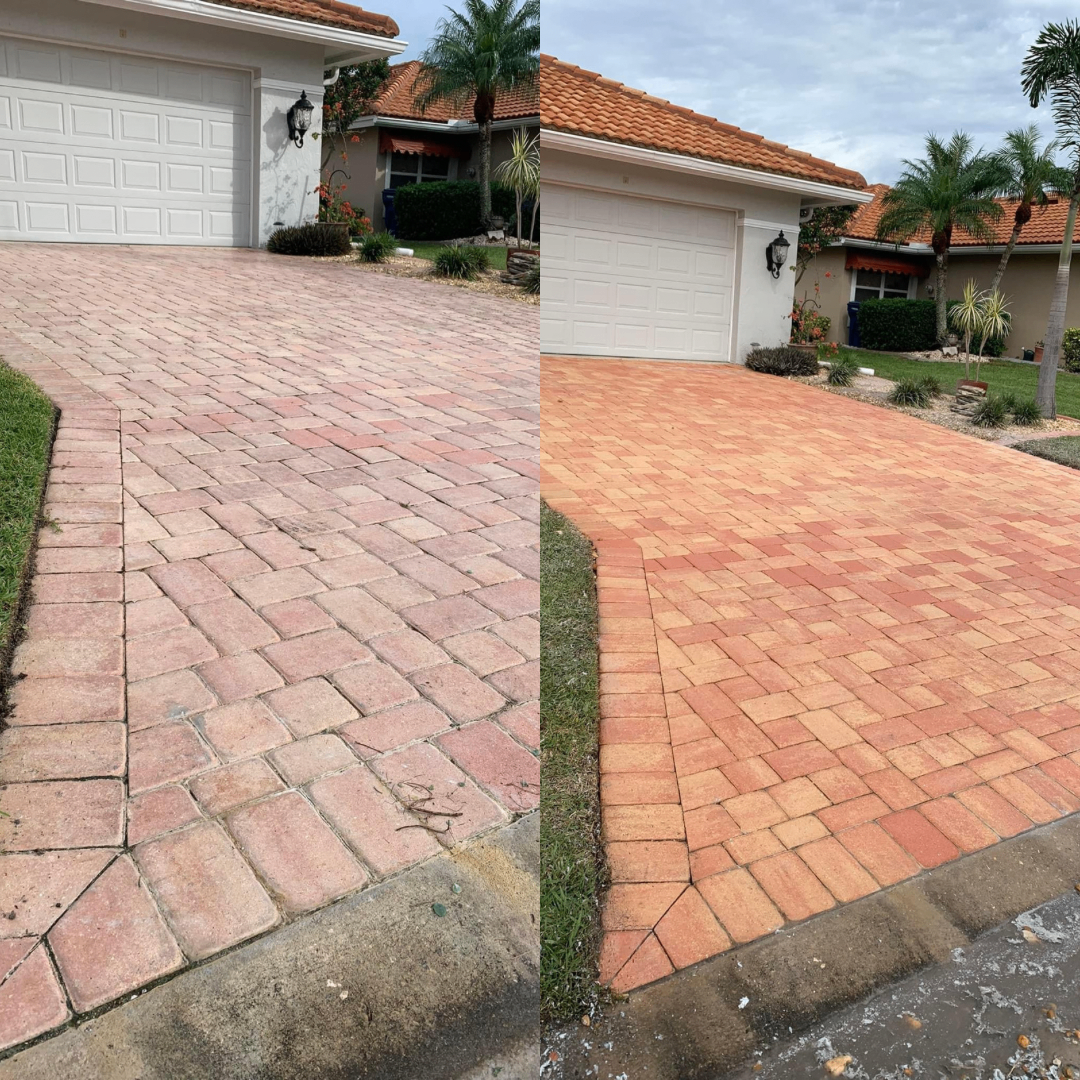 Before and after driveway cleaning