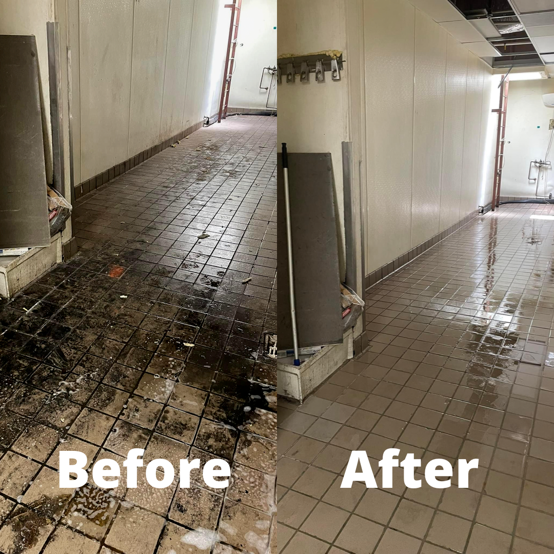 Before and after commercial floor cleaning