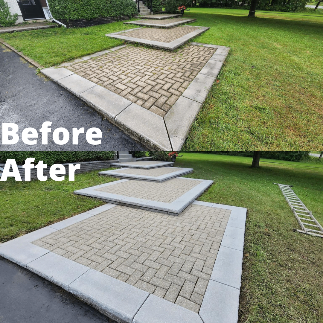 Before and after paver patio cleaning