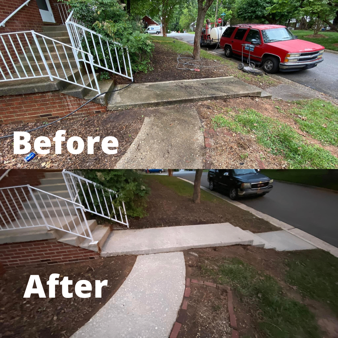 Before and after sidewalk cleaning